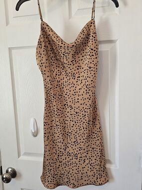 Spotted Camel Slip Mini Dress